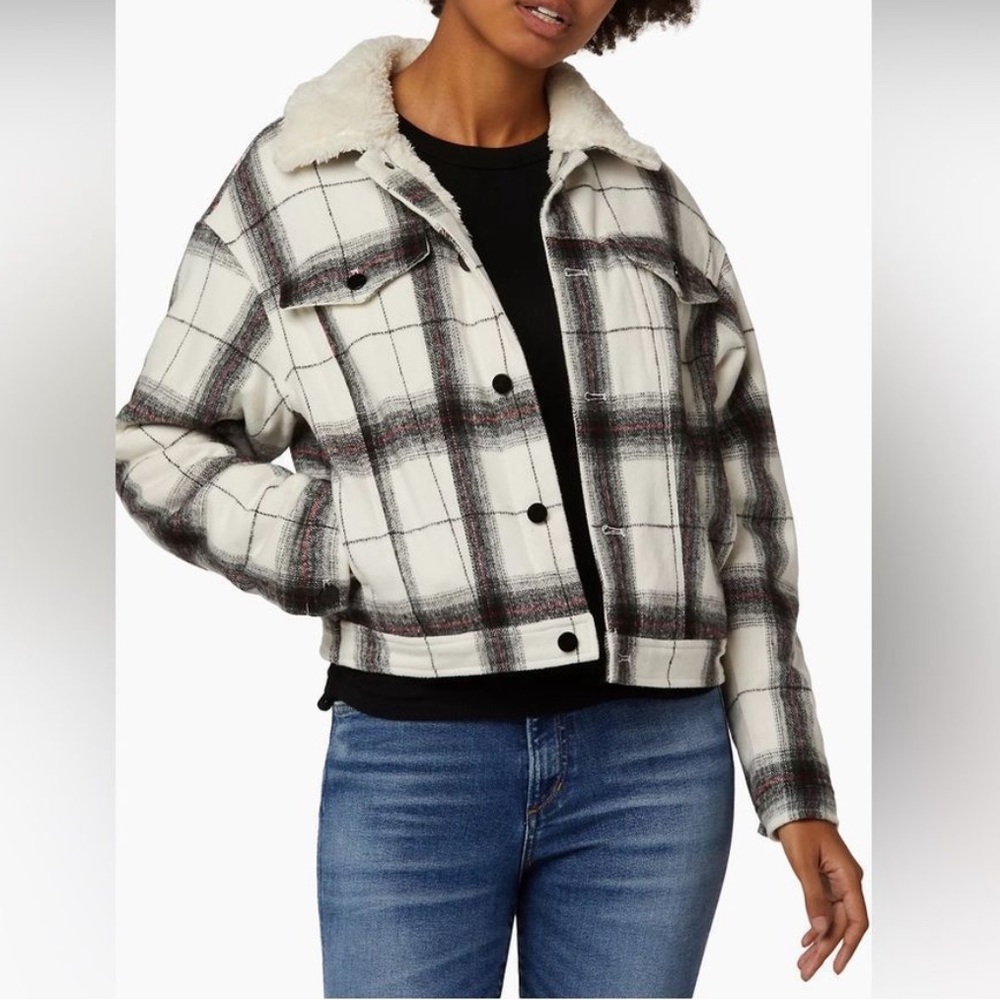 Joe's Jeans The Ally '90s Plaid Faux Fur Lined Jacket M